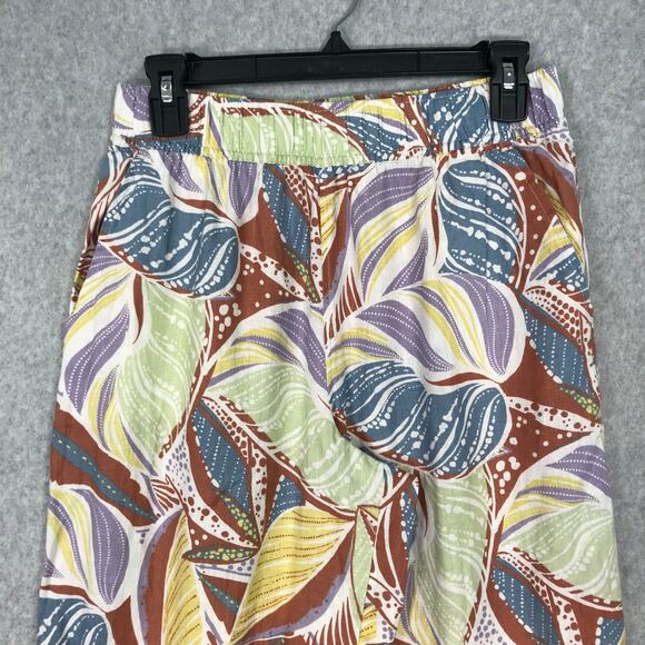 C&C California Pants Womens Medium Linen Wide Leg Crop Flowy High Rise Tropical - Picture 2 of 11